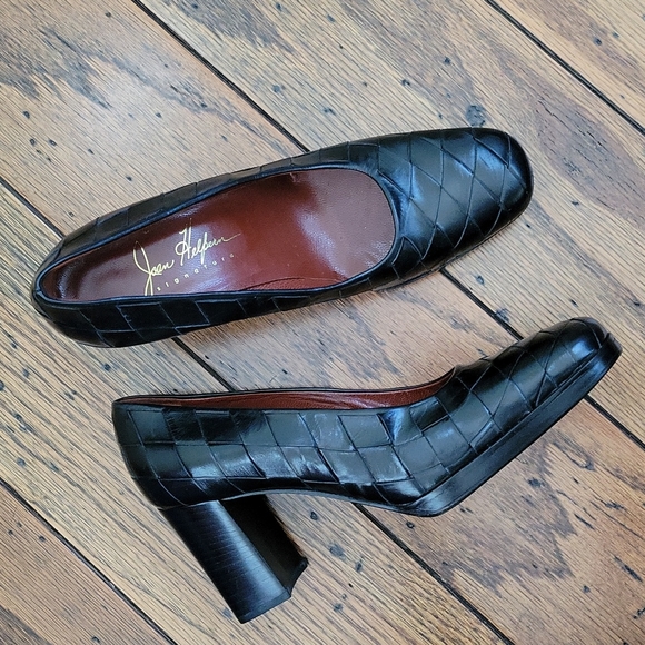 Vintage Rare Joan Hepburn Woven Leather Platform Pumps Size 8.5 Just Beautiful! - Picture 1 of 10